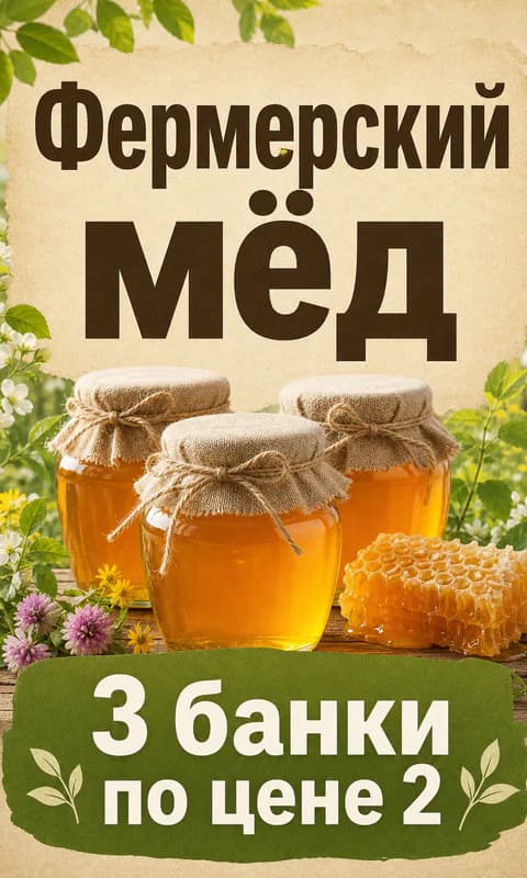 Баннер РСЯ 240×400 фермерского мёда: «Фермерский мёд», «3 банки по цене 2»
