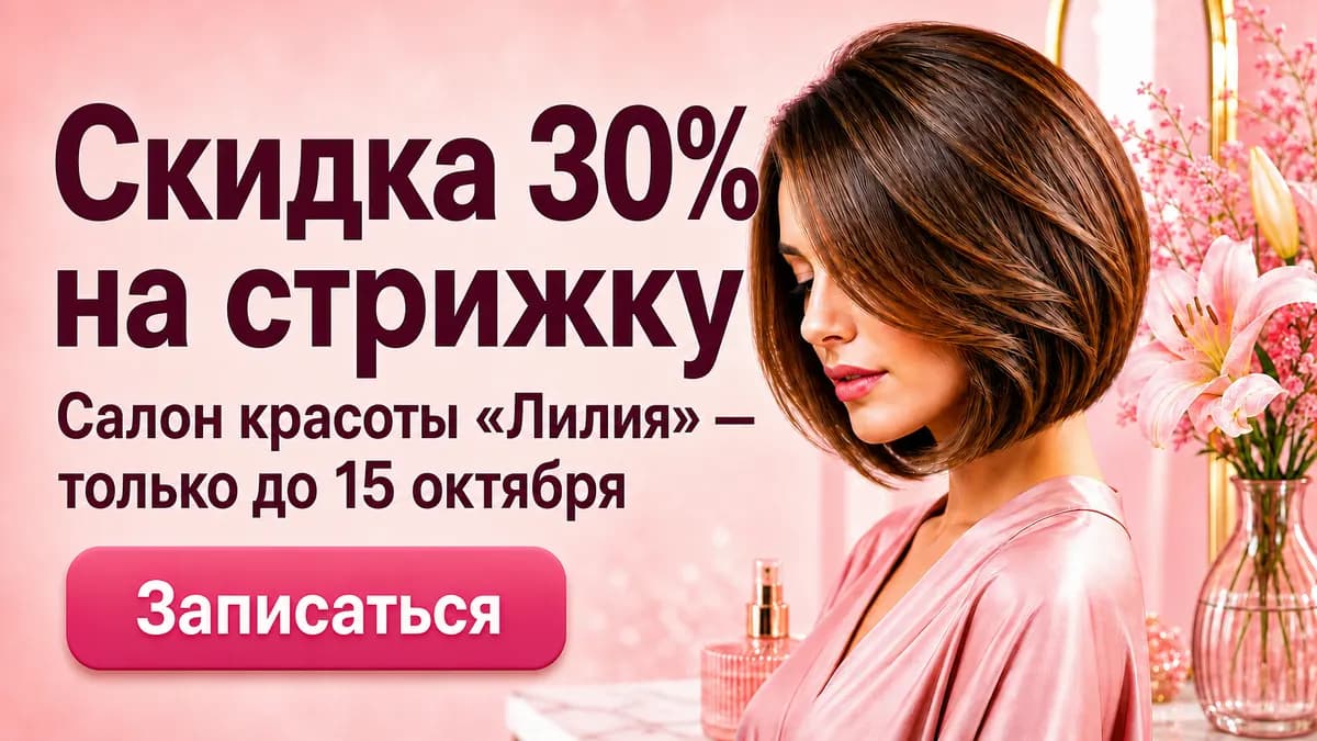 Баннер салона красоты, версия «Крупнее текст»